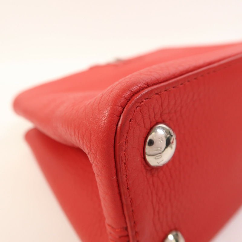 LOUIS VUITTON Taurillon Capucines BB銀扣手挽肩背兩用袋-9