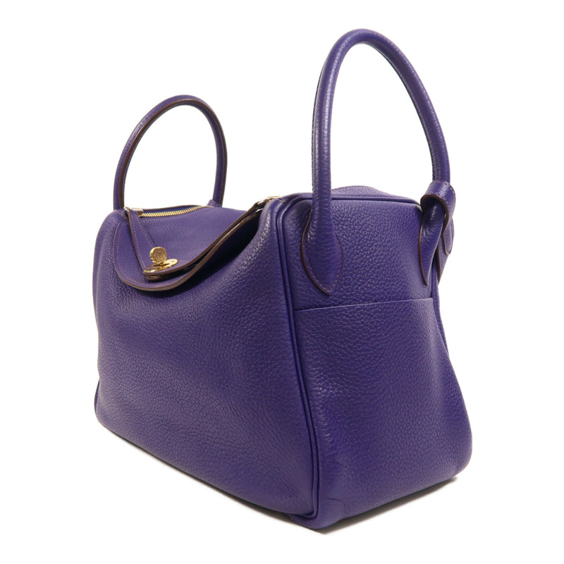 HERMES Togo皮革Lindy 30金扣手挽肩背兩用袋Iris-2