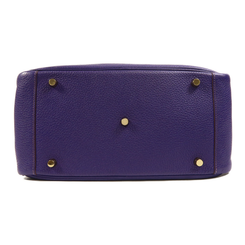 HERMES Togo皮革Lindy 30金扣手挽肩背兩用袋Iris-3