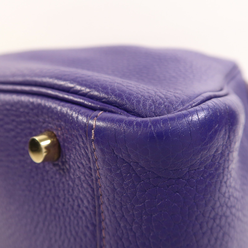 HERMES Togo皮革Lindy 30金扣手挽肩背兩用袋Iris-9