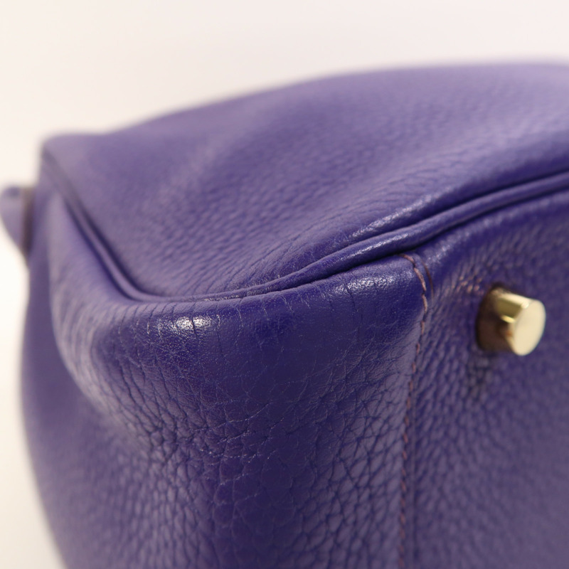 HERMES Togo皮革Lindy 30金扣手挽肩背兩用袋Iris-10