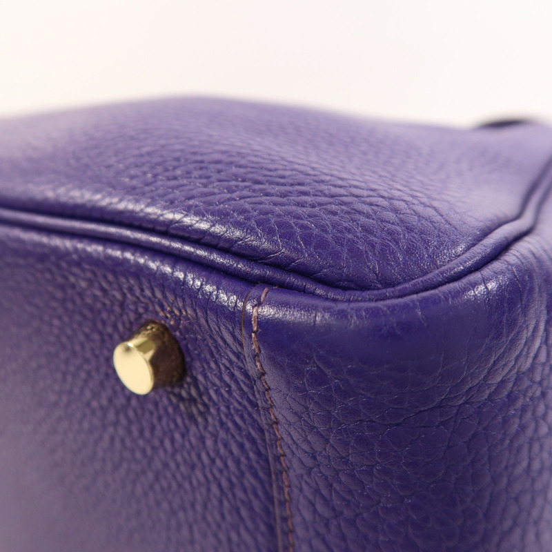 HERMES Togo皮革Lindy 30金扣手挽肩背兩用袋Iris-11