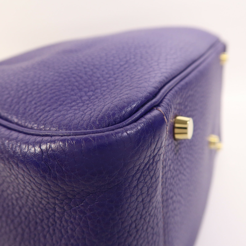 HERMES Togo皮革Lindy 30金扣手挽肩背兩用袋Iris-12