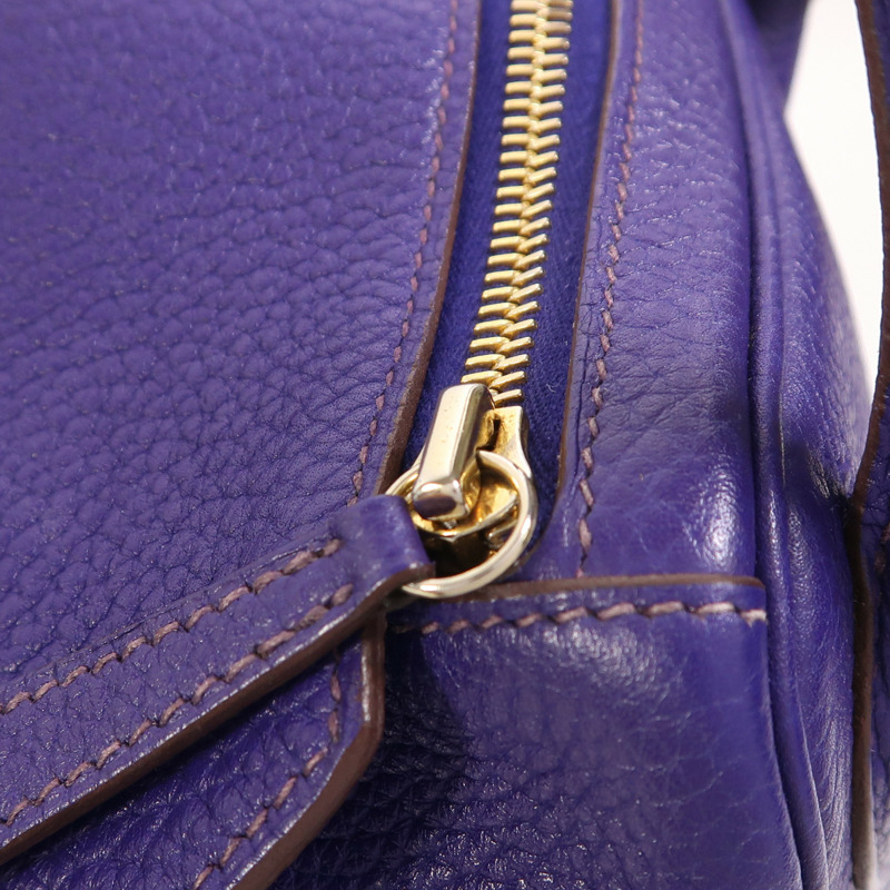 HERMES Togo皮革Lindy 30金扣手挽肩背兩用袋Iris-13