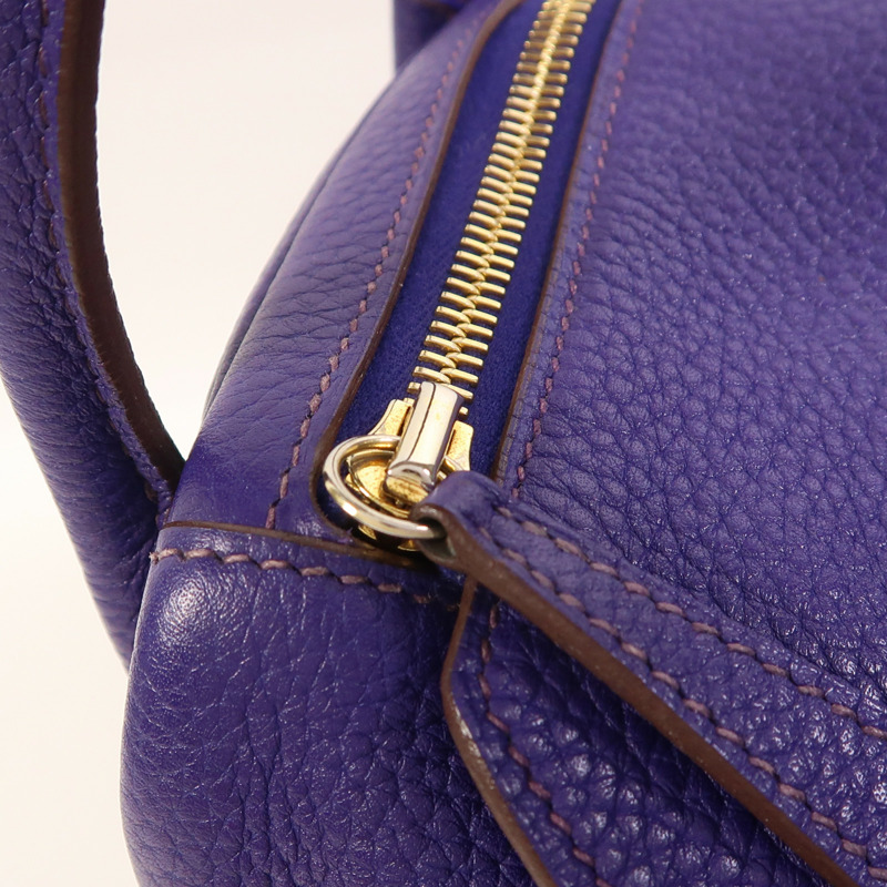 HERMES Togo皮革Lindy 30金扣手挽肩背兩用袋Iris-14