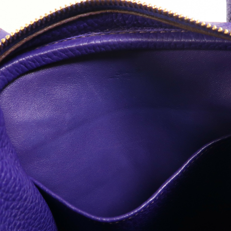 HERMES Togo皮革Lindy 30金扣手挽肩背兩用袋Iris-15