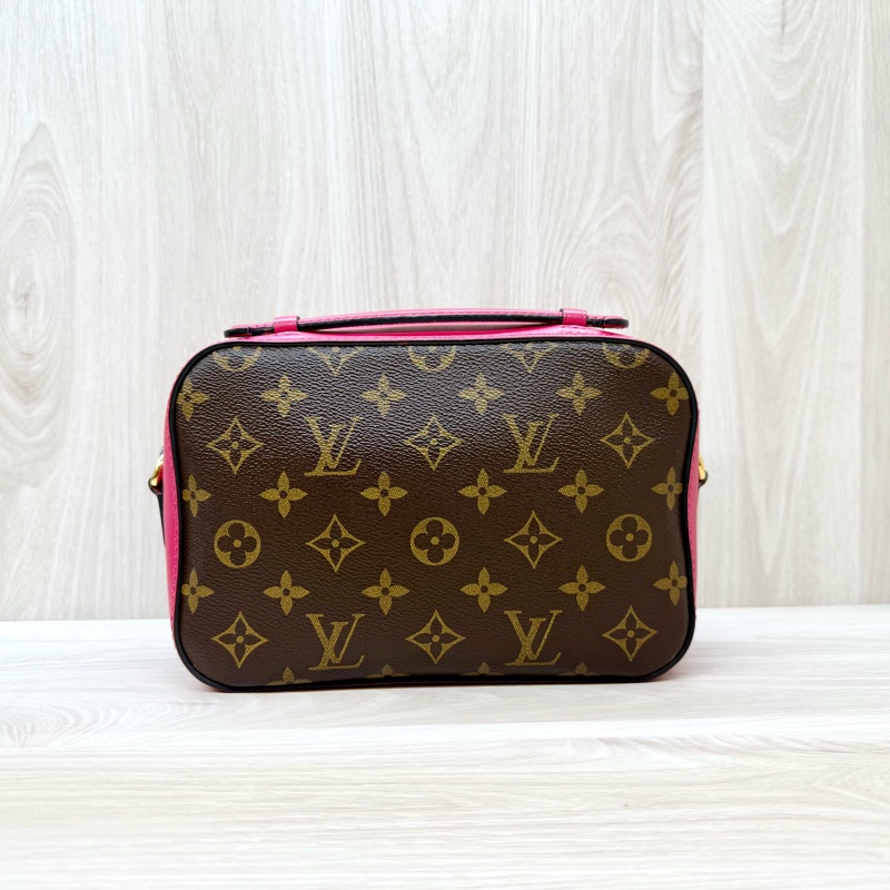 LV 原花拚桃色拉鍊流蘇相機包M43557-1