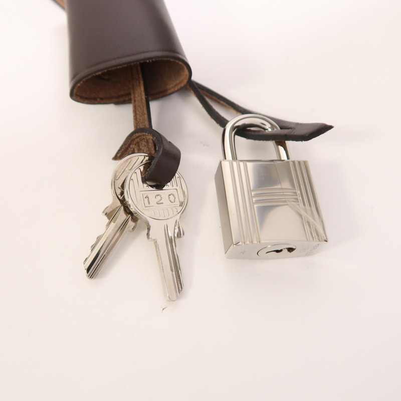 HERMES 帆布Herbag PM銀扣手挽肩背兩用袋Etoupe/Ebene-14