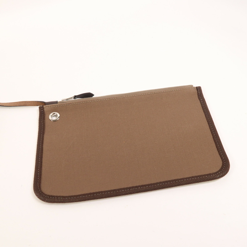 HERMES 帆布Herbag PM銀扣手挽肩背兩用袋Etoupe/Ebene-15