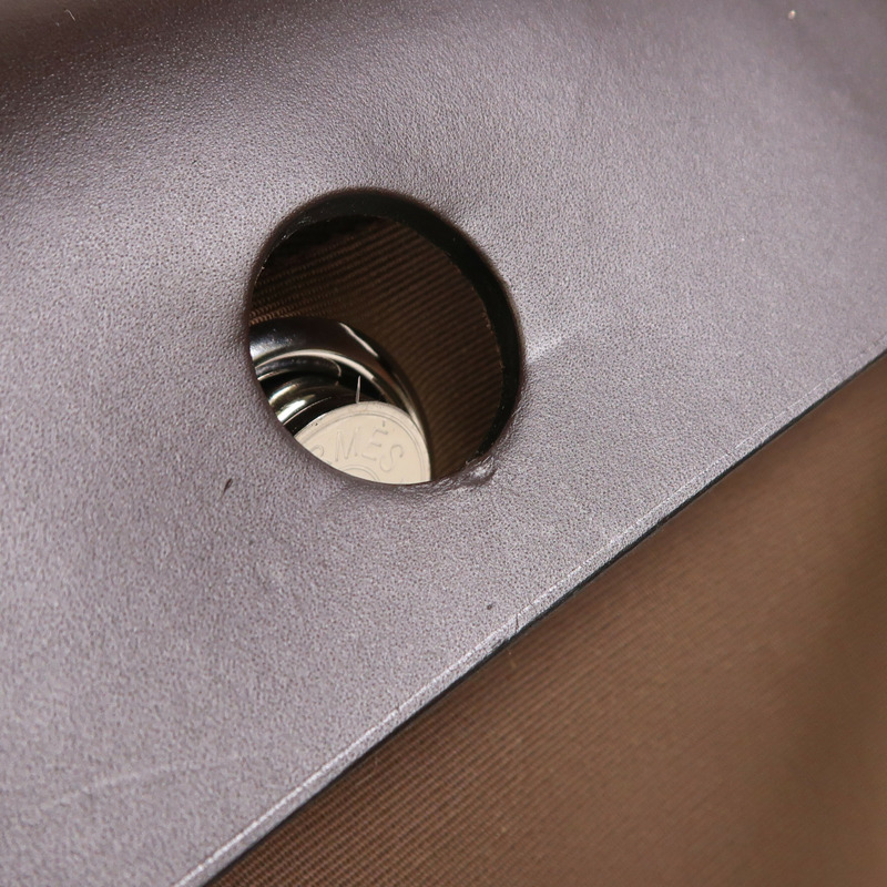 HERMES 帆布Herbag PM銀扣手挽肩背兩用袋Etoupe/Ebene-16