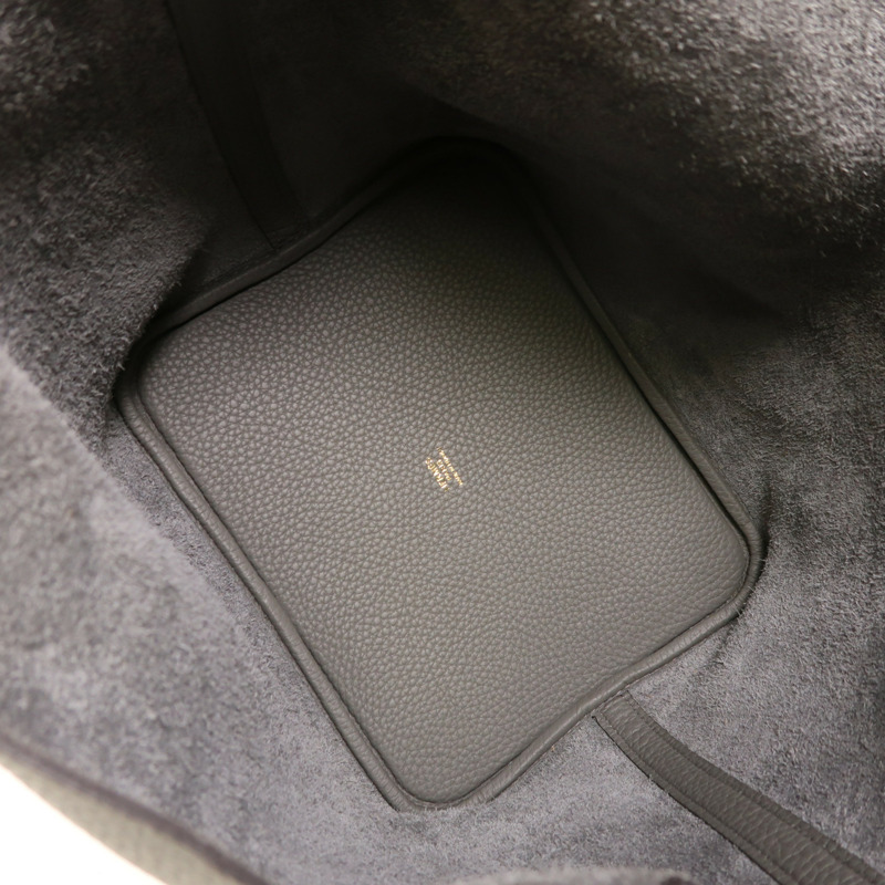 HERMES Clemence皮革Picotin MM金扣手挽袋Etain-4