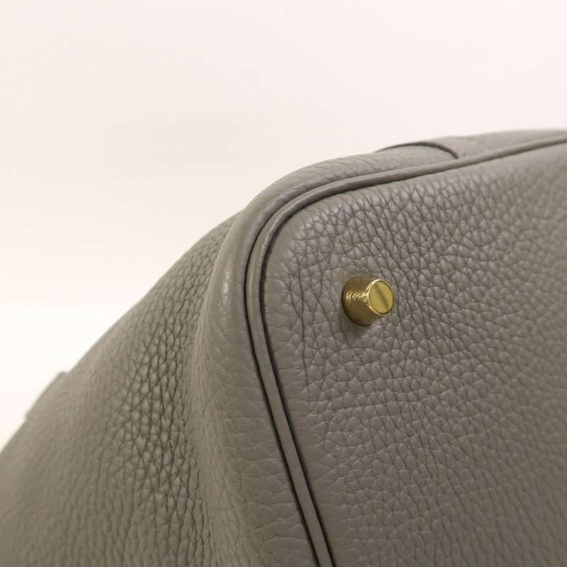 HERMES Clemence皮革Picotin MM金扣手挽袋Etain-10