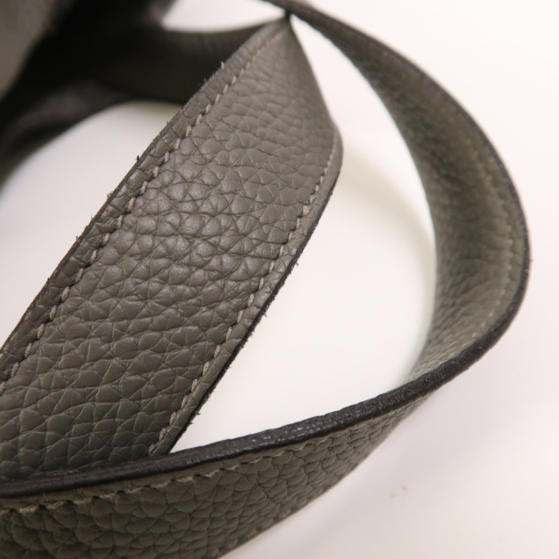 HERMES Clemence皮革Picotin MM金扣手挽袋Etain-13