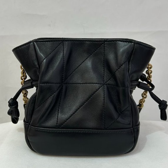 YSL-Saint Laurent 黑羊皮金釦Jamie 迷你束口肩背包-2