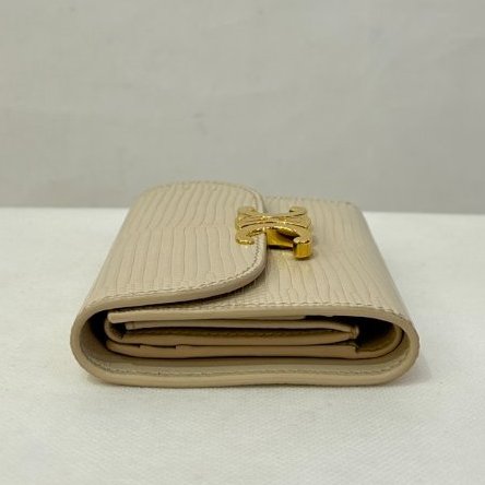 Celine米色蜥蜴皮凱旋門短夾-3