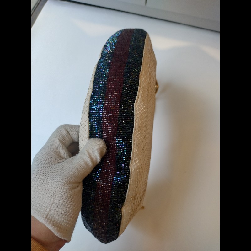 Gucci 單肩帶白蛇紋皮革hobo包-6