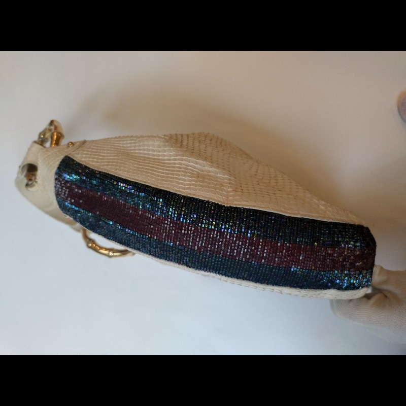 Gucci 單肩帶白蛇紋皮革hobo包-8