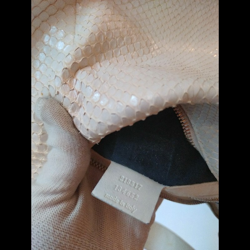 Gucci 單肩帶白蛇紋皮革hobo包-12