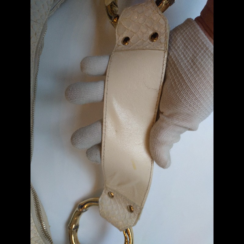 Gucci 單肩帶白蛇紋皮革hobo包-15