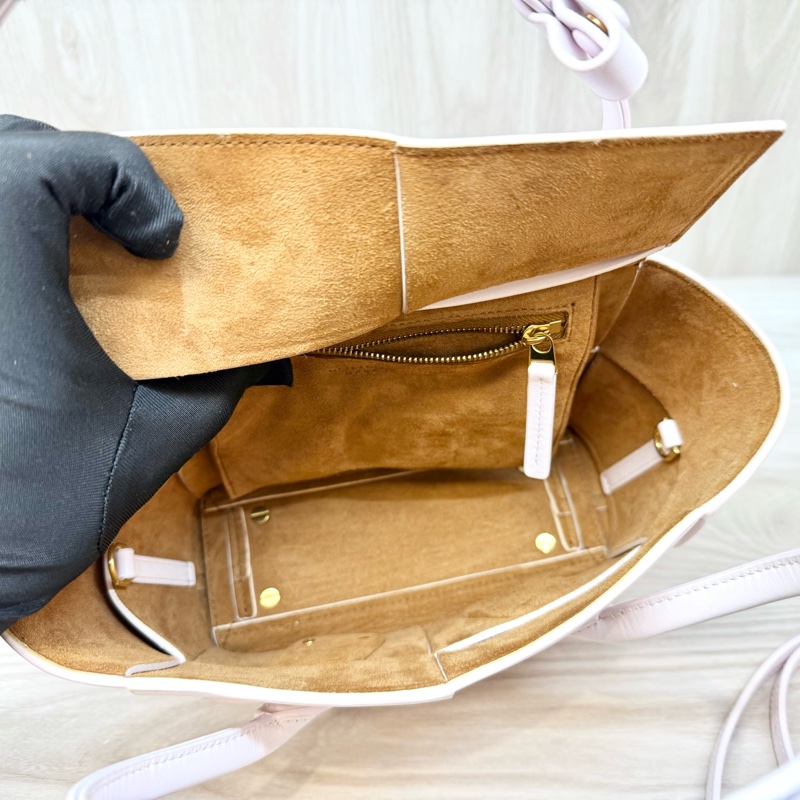 BV 淡粉牛皮大編織手提斜背MiniArco29 600606-5