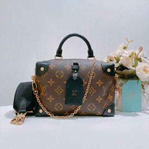 TW4685 Louis Vuitton 路易威登 金扣手挽肩背兩用袋棕色 Petite Malle Souple Canvas Monogram x GHW
