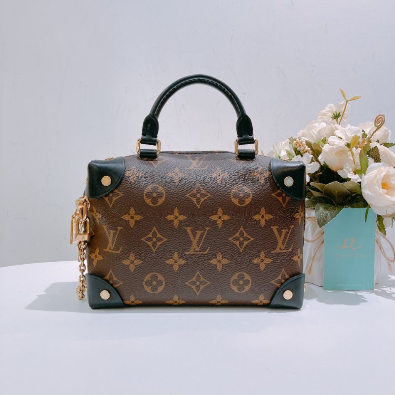 TW4685 Louis Vuitton 路易威登 金扣手挽肩背兩用袋棕色 Petite Malle Souple Canvas Monogram x GHW-1