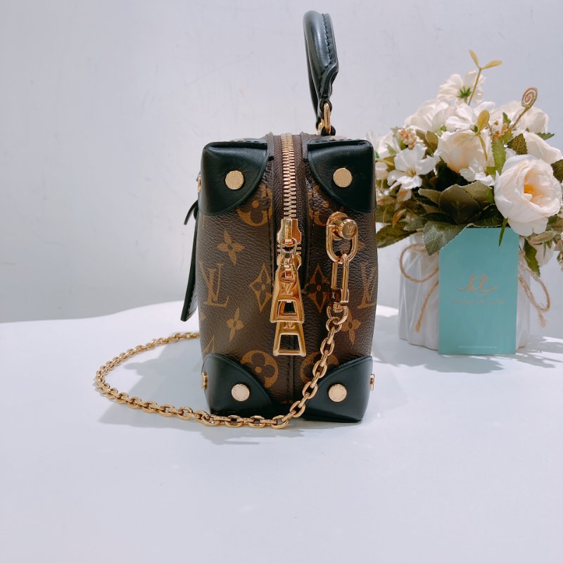 TW4685 Louis Vuitton 路易威登 金扣手挽肩背兩用袋棕色 Petite Malle Souple Canvas Monogram x GHW-2