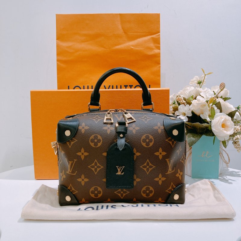 TW4685 Louis Vuitton 路易威登 金扣手挽肩背兩用袋棕色 Petite Malle Souple Canvas Monogram x GHW-19