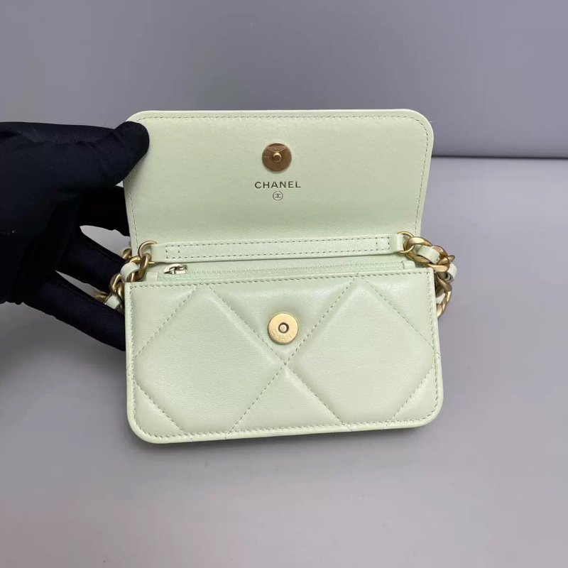 Chanel香奈兒19bag迷你馬卡龍綠鏈條包-3