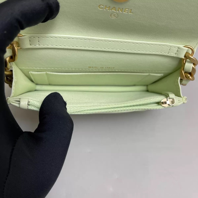 Chanel香奈兒19bag迷你馬卡龍綠鏈條包-4