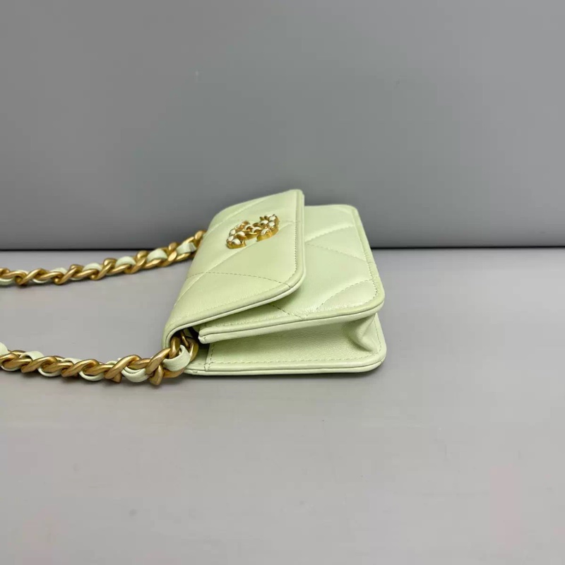 Chanel香奈兒19bag迷你馬卡龍綠鏈條包-7