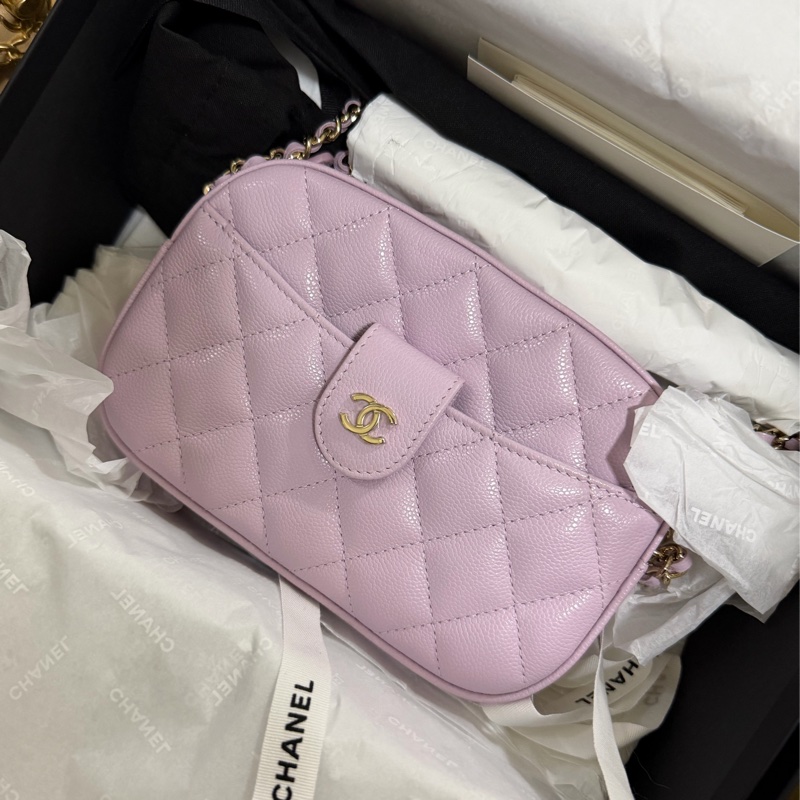 CHANEL 24p相機包 荔枝皮絕美紫色💜 稀有 全新品-1