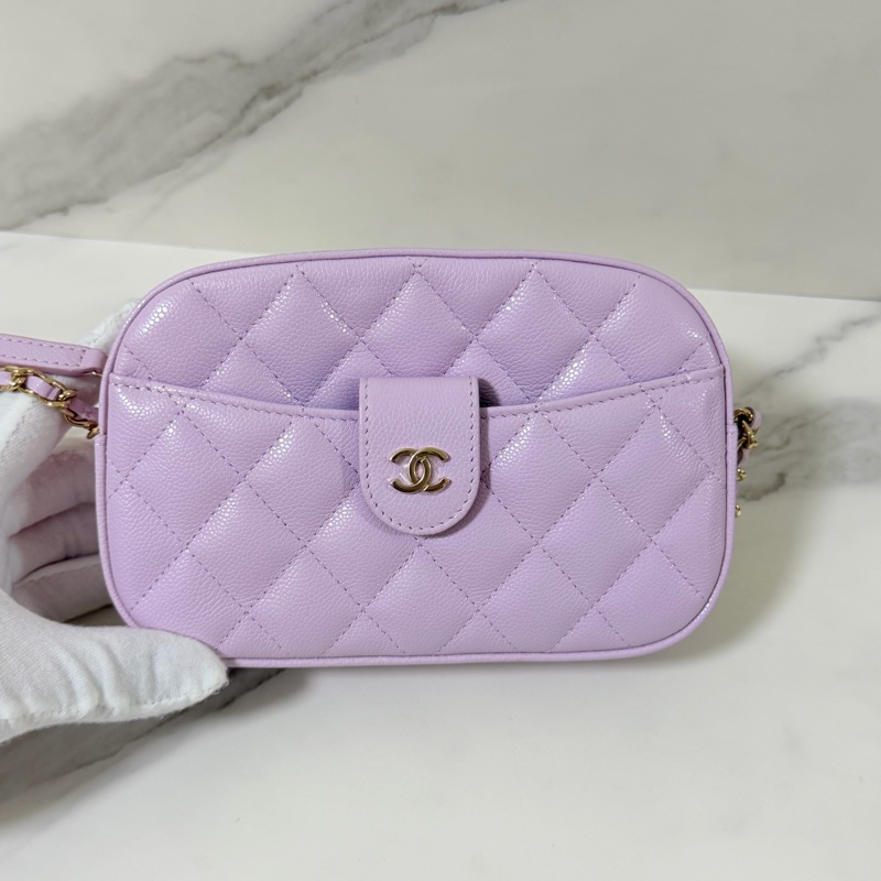 CHANEL 24p相機包 荔枝皮絕美紫色💜 稀有 全新品-2