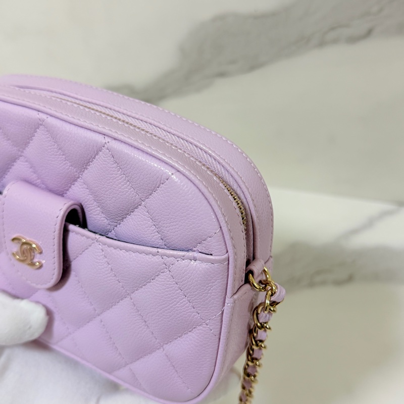 CHANEL 24p相機包 荔枝皮絕美紫色💜 稀有 全新品-8