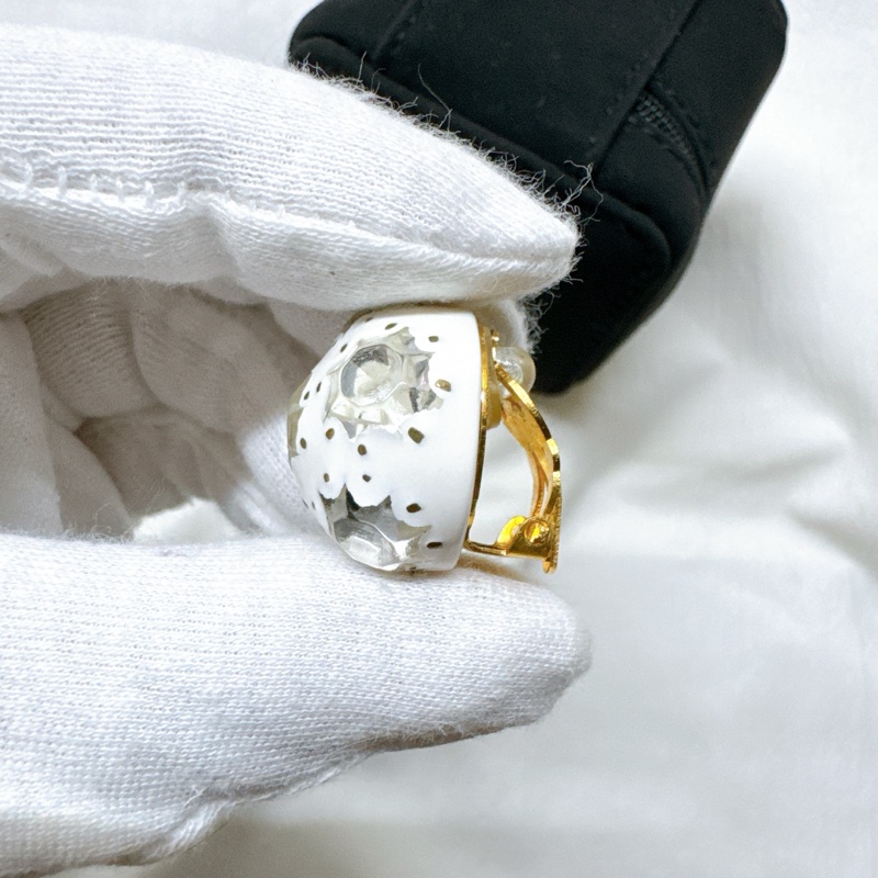 二手正品Chanel香奈兒奶霜白水鑽圓球耳環 香奈兒耳環 香奈兒耳夾 香奈兒珠寶 香奈兒飾品coco mark-10