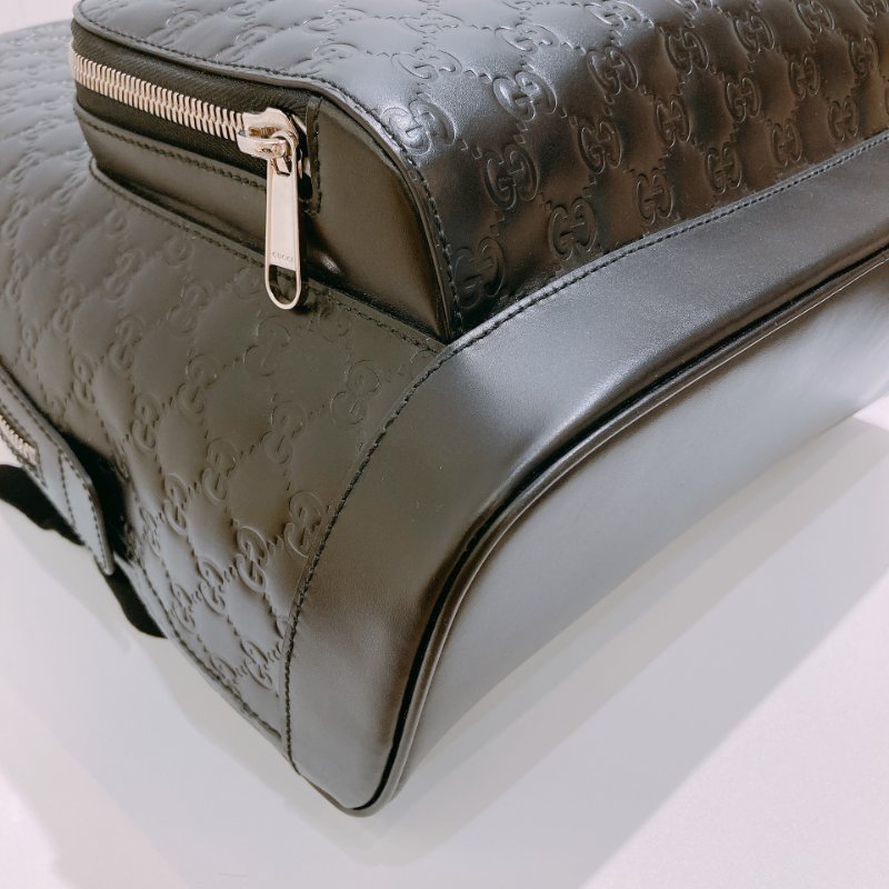 TW4686 Gucci 古馳 皮款背包 黑色經典Logo壓紋 GG Supreme Backpack Black x PHW-5