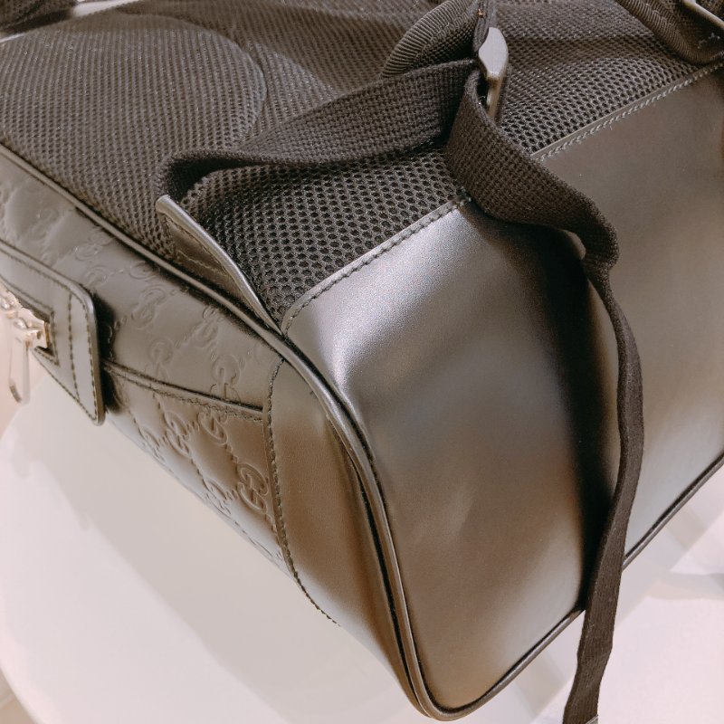 TW4686 Gucci 古馳 皮款背包 黑色經典Logo壓紋 GG Supreme Backpack Black x PHW-7