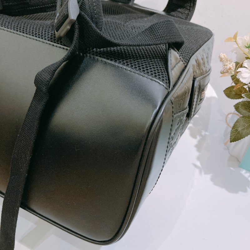 TW4686 Gucci 古馳 皮款背包 黑色經典Logo壓紋 GG Supreme Backpack Black x PHW-8