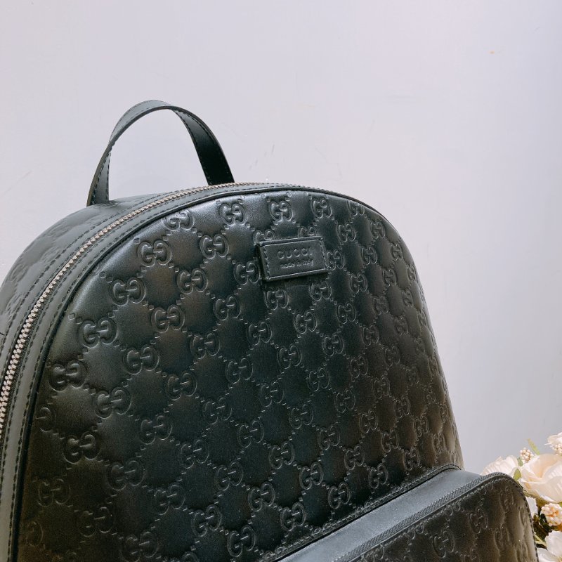 TW4686 Gucci 古馳 皮款背包 黑色經典Logo壓紋 GG Supreme Backpack Black x PHW-9