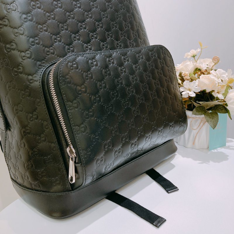 TW4686 Gucci 古馳 皮款背包 黑色經典Logo壓紋 GG Supreme Backpack Black x PHW-10