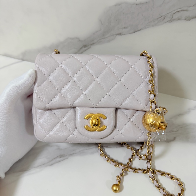 CHANEL 香芋紫 金球方胖子 晶片款99新閑置品-1