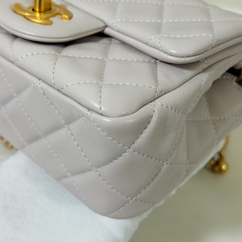 CHANEL 香芋紫 金球方胖子 晶片款99新閑置品-12