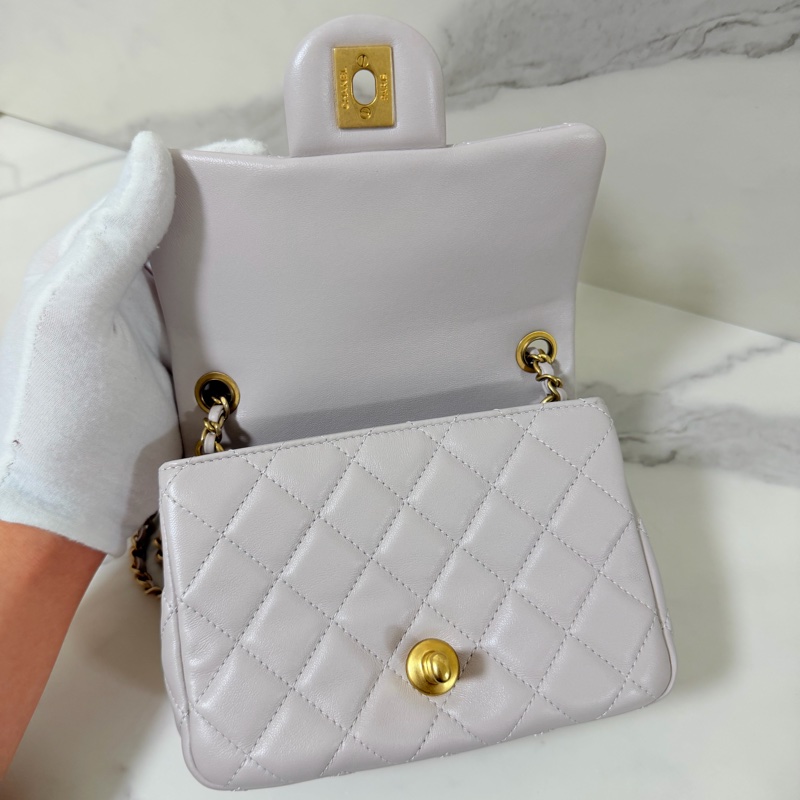 CHANEL 香芋紫 金球方胖子 晶片款99新閑置品-17