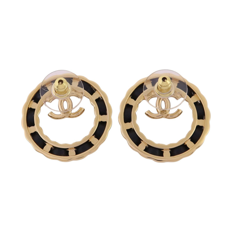 CHANEL 金屬/皮革Earrings金扣耳環-2