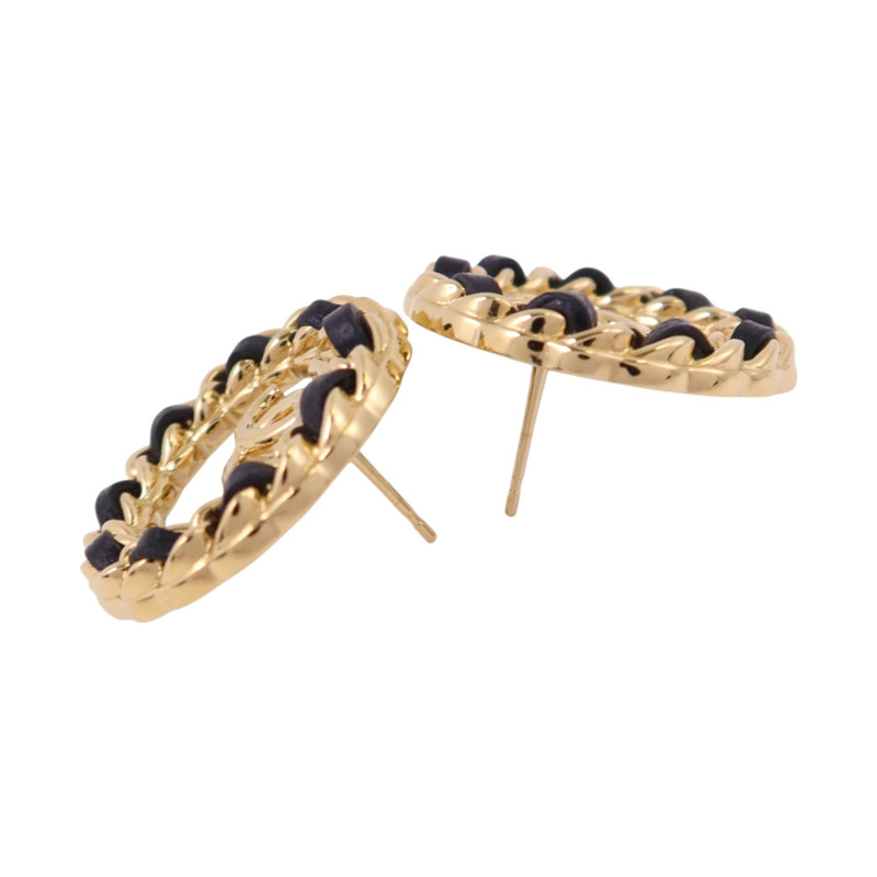 CHANEL 金屬/皮革Earrings金扣耳環-3
