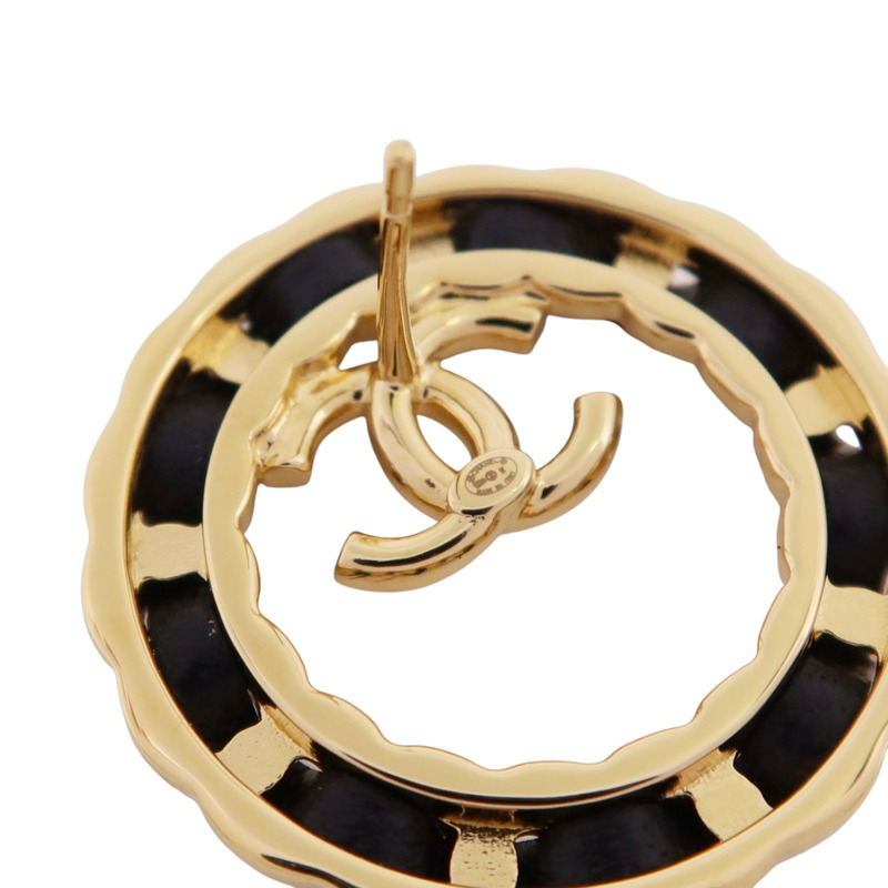 CHANEL 金屬/皮革Earrings金扣耳環-6