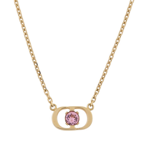 Dior 金屬/水鑽Petit CD Jolie Necklace金扣項鏈
