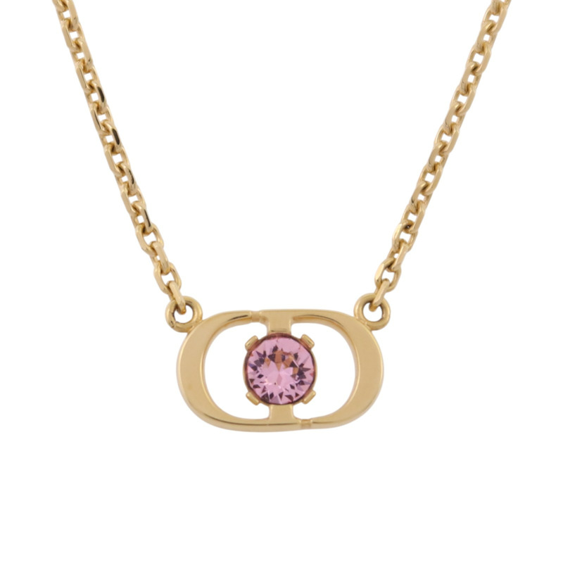 Dior 金屬/水鑽Petit CD Jolie Necklace金扣項鏈-1