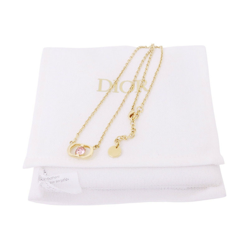 Dior 金屬/水鑽Petit CD Jolie Necklace金扣項鏈-7