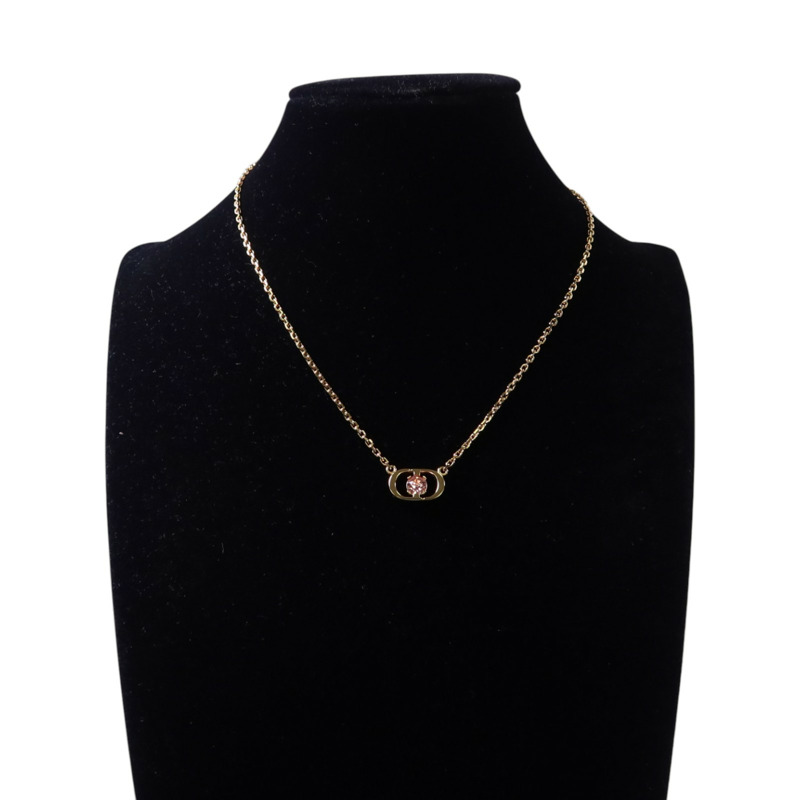 Dior 金屬/水鑽Petit CD Jolie Necklace金扣項鏈-8